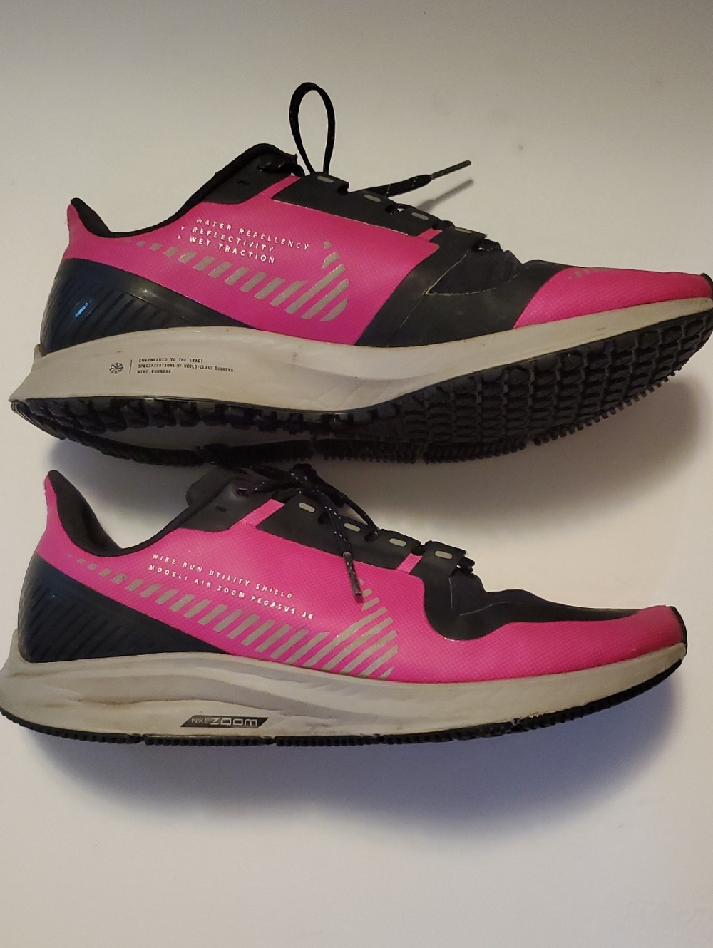 Nike Air Zoom Pegasus 36 Shield Pink Black Athletic Running Sneakers Size 9